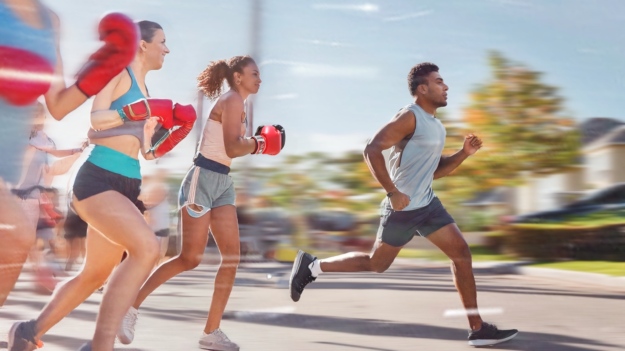 Chased by half-naked women wearing boxing gloves